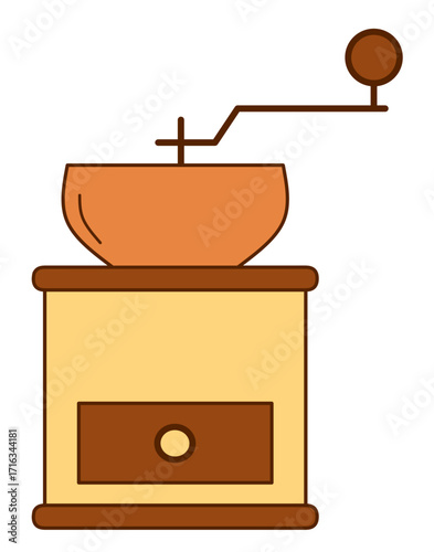 Illustration of a manual coffee grinder
