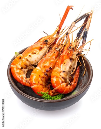 Grilled prawns in a bowl