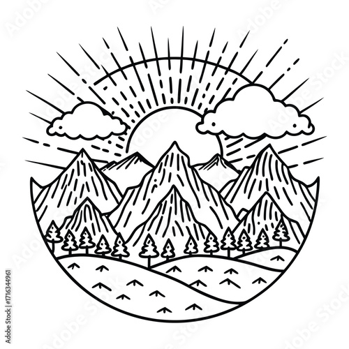 Sunshower, kids line art doodle pattern design t shirt design silhouette and vector, detailed illustration, perfect for relaxation, stress relief, adult coloring books, printable art therapy.