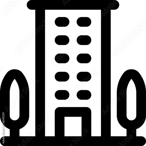 hotel line icon. Clean and minimalist vector icon for websites, mobile apps, presentations, and logos. Fully scalable and customizable for any project.