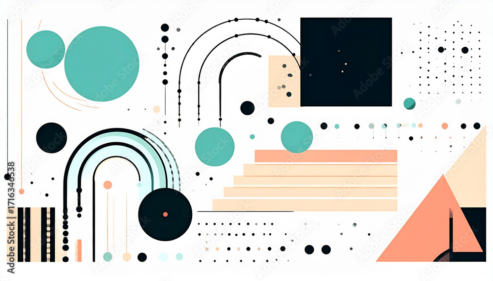 Obraz premium Geometric Harmony An Abstract Composition of Shapes and Colors