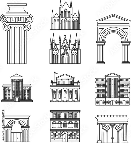 Architectural Line Art IconsArchitectural Line Art Icons