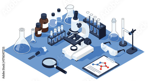 A science laboratory setup showcasing various research equipment and scientific instruments for experiments and analysis.