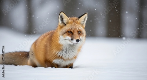 Winters Embrace - Red Fox in Snowy Forest Landscape.