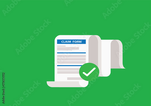 Clipboard claim form. Approved.Online claim form. Vector illustration
