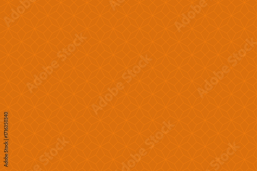 Abstract polygonal geometric vector seamless pattern with thin line star texture | Floral orange modern design on coral background for fabric, decoration, art
