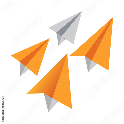 Free Download vector illustration of an orange origami plane - GFXLoad