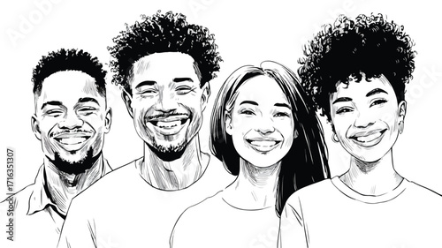 Professional Multiracial Male Female Portrait Smiling Happily