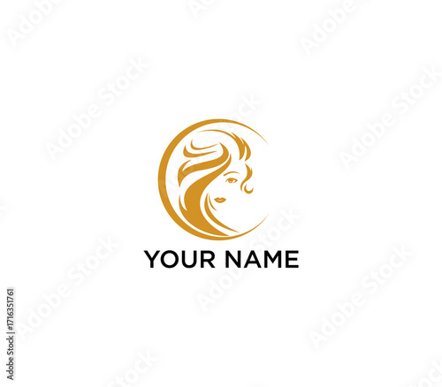 Elegant Woman Profile Logo in Crescent Moon Design