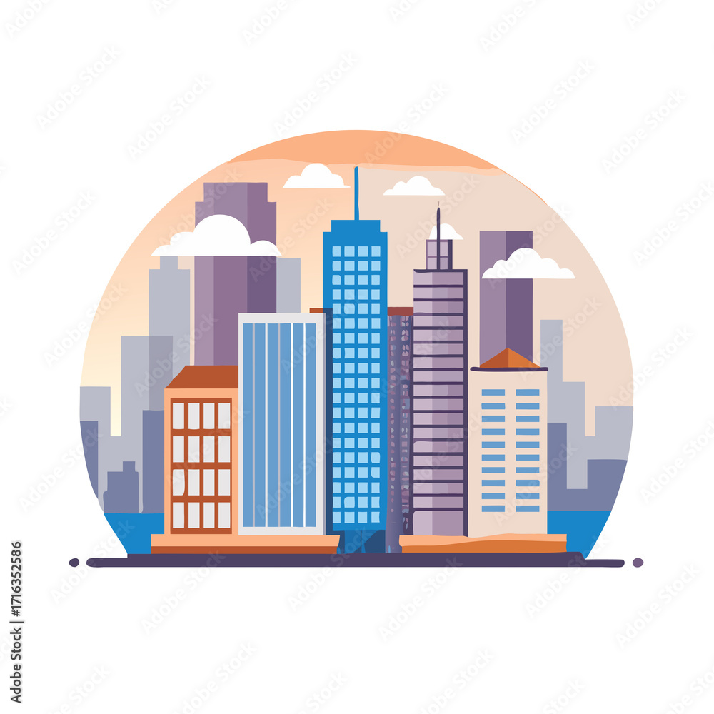 Obraz premium vector illustration of modern city
