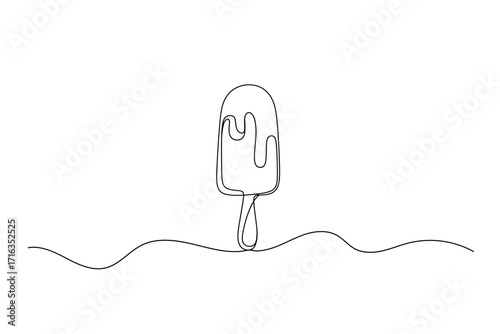 Ice Cream Popsicle in Minimal One Line Drawing
