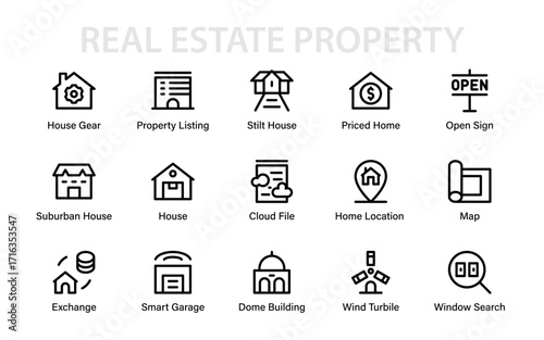 Real Estate Property Modern Line Icon Pack, Professional Home House Outline Vector Collection with Minimal and Clean Icons for Premium Market Success
