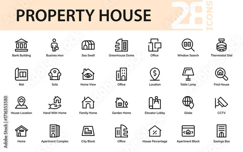 Property House Professional Line Icon Pack, Modern Real Estate Home Outline Vector Collection with Minimal Creative Icons for Premium Business Assets