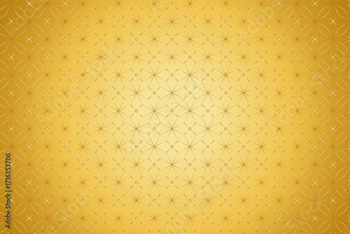 Abstract polygonal geometric vector seamless pattern with gold line star texture | Floral golden modern design on golden background for fabric, decoration, art
