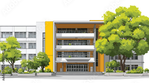 Contemporary School Architecture with Spacious Front Area for Educational Institutions and Learning Centers