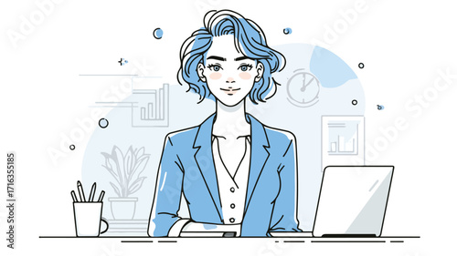Confident Businesswoman in Elegant Attire Managing Office Administration Tasks Efficiently