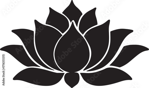 Black and White Lotus Flower Illustration Vector Graphic Design Element Symbol of Purity and Enlightenment for Creative Projects
