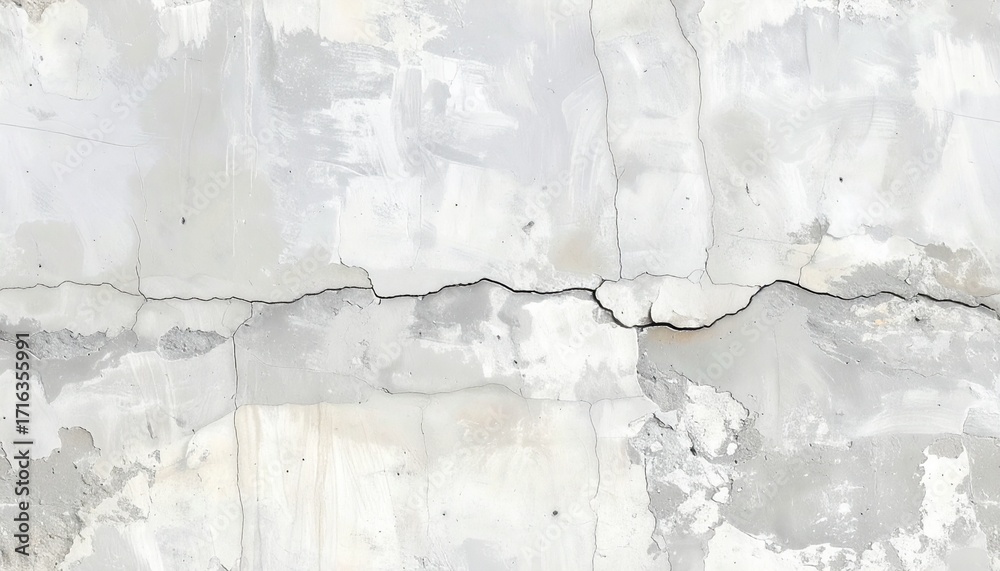 Fototapeta premium Cracked concrete wall texture with distressed surface and subtle paint imperfections, representing decay and aging