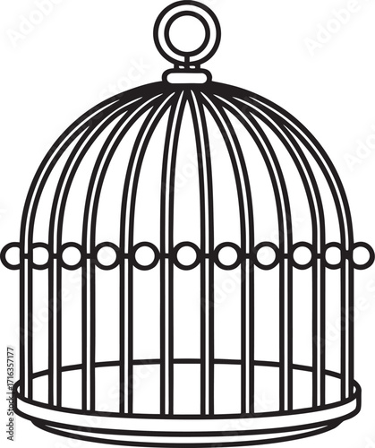 golden cage with bird clipping path included