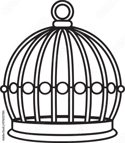 golden cage with bird