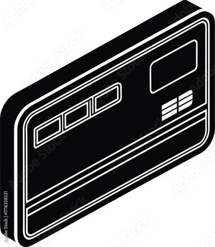 Vector business illustration of a computer with a credit card to protect business data