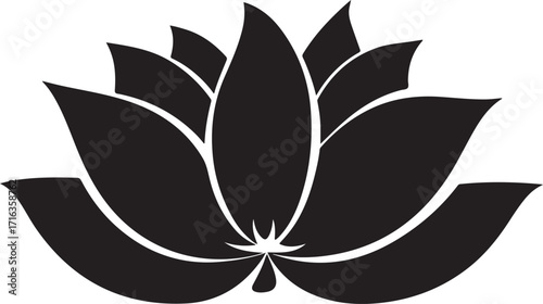 Elegant Black Lotus Flower Silhouette Symbolizing Purity Enlightenment and Spiritual Awakening Perfect for Design and Creative Projects