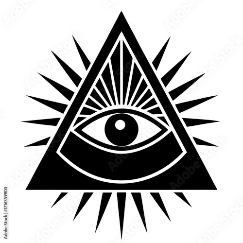 All Seeing Eye Triangle Symbol Black and White eye of providence
