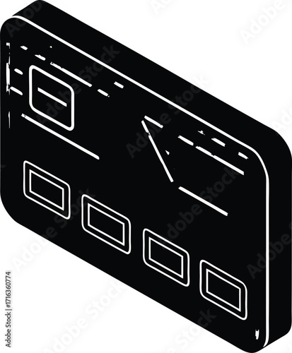 A modern technology icon symbolizing digital information and data storage as a button with a 3D illustration of a file folder