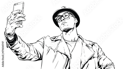 Stylish Man Capturing Selfie Moment Like Superstar