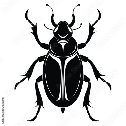 Black Silhouette of a Goliath Beetle Insect vector isolated on a white background