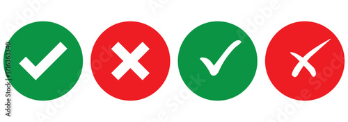 checkmark and X mark icon. check and uncheck icon vector. validation icon vector. for apps and websites.