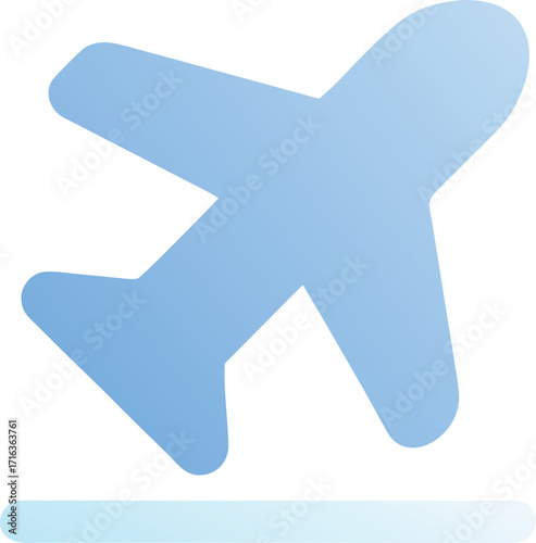 Simple blue gradient airplane icon taking off