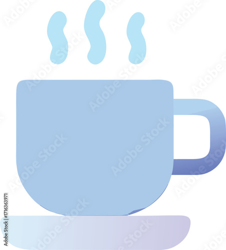 Steaming cup of coffee or tea on a saucer