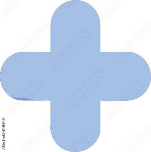 Soft Blue Rounded Cross Symbol: Minimalist Healthcare Icon, Positive and Hopeful Medical Design Element for Websites and Applications.

