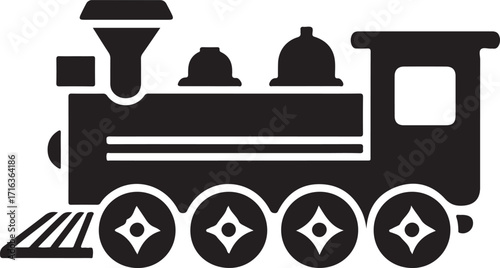 Monochrome Train Vector Illustration for Design Projects and Educational Materials Depicting Transportation History and Engineering