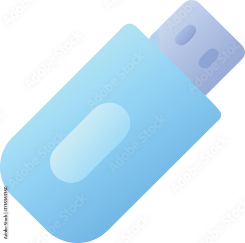 Modern Blue USB Flash Drive: High-Resolution Close-up Studio Shot, Data Storage Concept.

