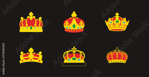 Crown king mega icon set