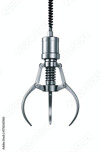 Claw machine arm isolated on white background, 3D render