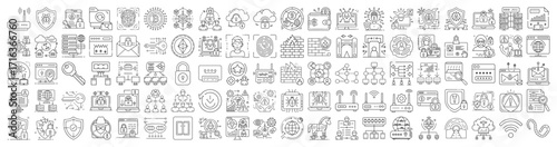 Cyber Security and Data Protection Icons Vector Illustration for Website and Mobile App