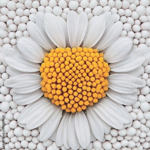 Beautiful White Daisy Centered with Vibrant Yellow Pollen Design