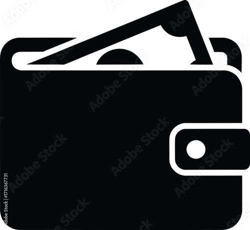 Simple wallet icon with money peeking out finance and payment symbol vector