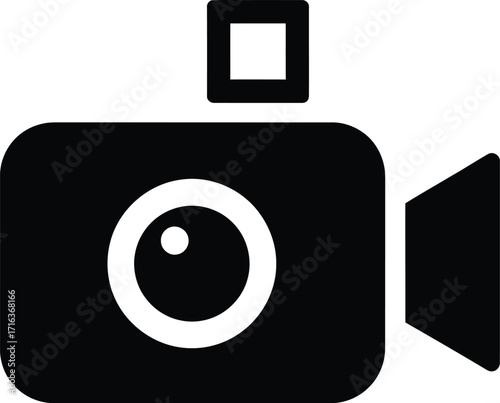 Minimalist black video camera icon simple graphic design concept for media vector