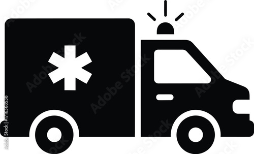 Modern silhouette ambulance icon medical emergency vehicle vector graphic vector