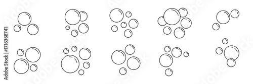 Set of Bubbles icon. Soap foam, fizzy drink, oxygen bubble pictogram pack symbol template for graphic and web design collection logo vector illustration . eps 10 
