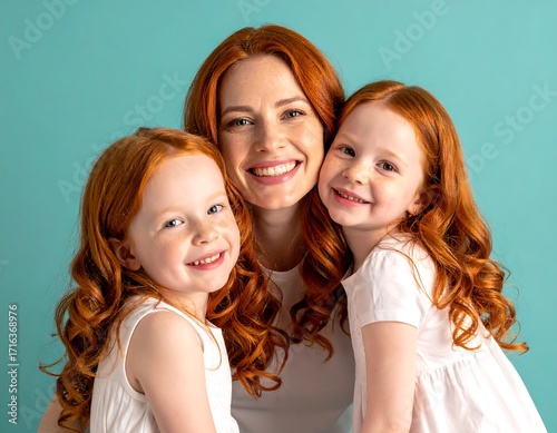 Happy mother and two daughters