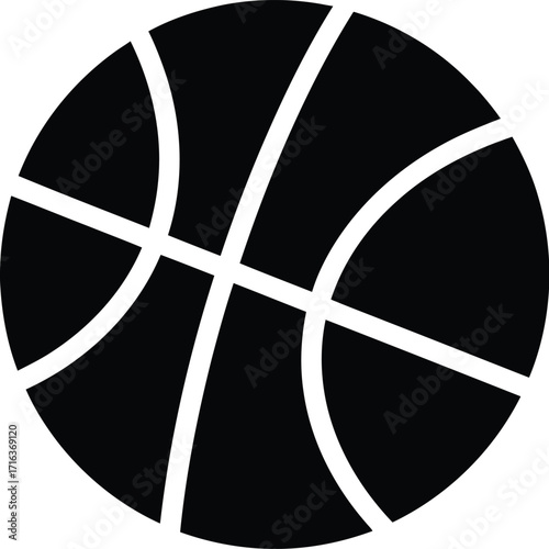 Simple black silhouette of a basketball icon for sports and games vector