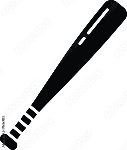 Baseball bat silhouette icon vector sport equipment gear isolated white vector