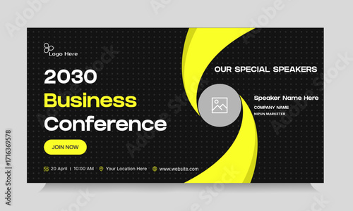 Digital business yearly conference digital webinar banner template design, online meeting banner design, talk show banner design, editable vector eps 10 file format