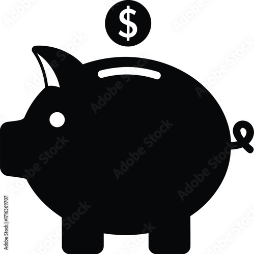 Piggy bank money saving icon finance coin investment growth icon vector