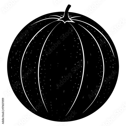 Black and white stylized pumpkin with textured surface